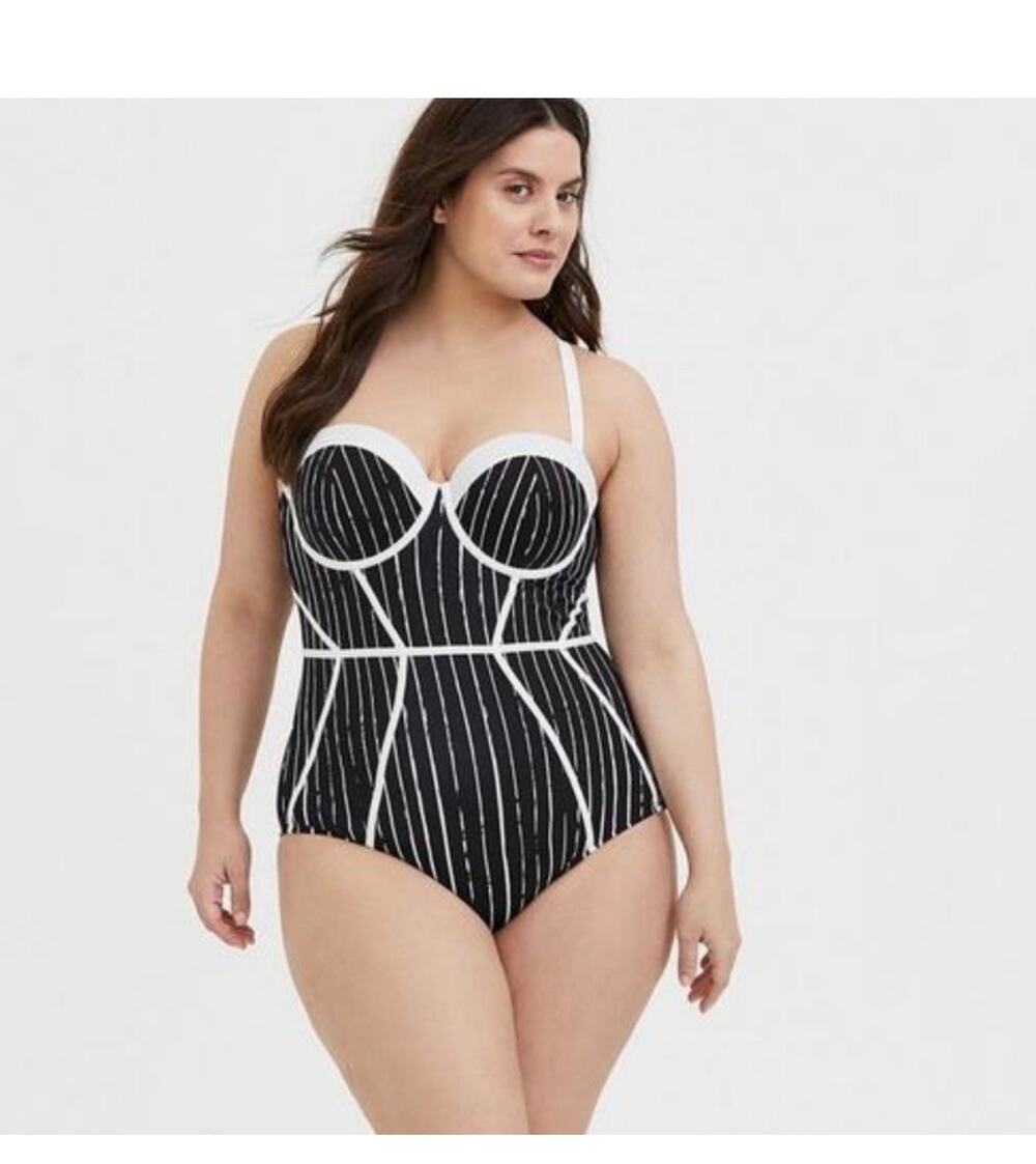 Torrid Disney Nightmare Before Christmas Black White One Piece Swimsuit 3X
